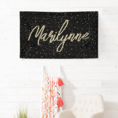 Volwassen Verjaardag Zwart Goud Glitter Naam Spandoek (Insitu)