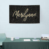 Volwassen Verjaardag Zwart Goud Glitter Naam Spandoek (Beurs)