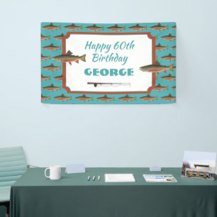 Volwassen verjaardagsfeest Brook Forel Vissen  Spandoek