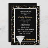 Volwassen Verjaardagsfeest Zwart en Goud Proost Kaart (Voorkant / Achterkant)