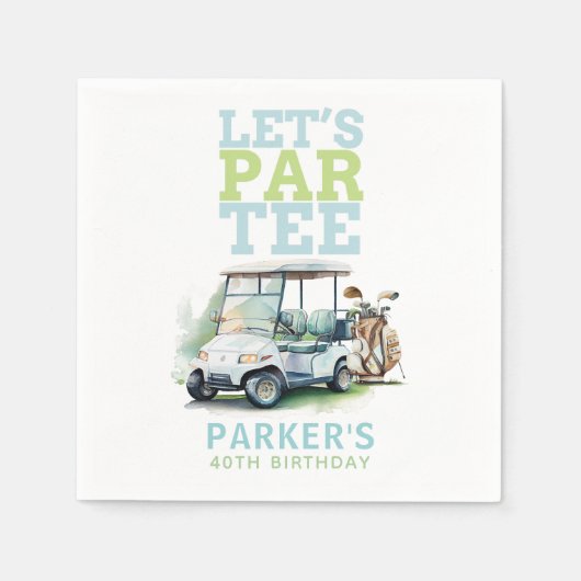 Volwassen verjaardagsfeestje golf gepersonaliseerd servet (Voorkant)