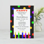 Volwassen verjaardagsfeestje kleurrijke kaarsen kaart (Staand voorkant)