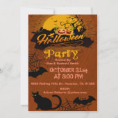 Volwassen vleermuizen en katten Halloween uitnodig Kaart (Voorkant)