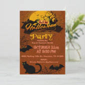 Volwassen vleermuizen en katten Halloween uitnodig Kaart (Staand voorkant)