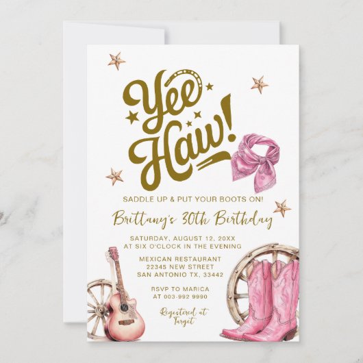 Volwassen Westerne Rustieke 30e Cowgirl Verjaardag Kaart (Voorkant)