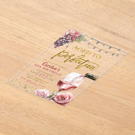 Volwassen wijn 50ste verjaardag acryl uitnodigingen (Laagn)