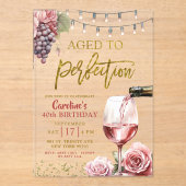 Volwassen wijn 50ste verjaardag acryl uitnodigingen (Voorkant)