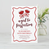 Volwassen wijn gerijpt tot perfectie verjaardagsfe kaart (Staand voorkant)