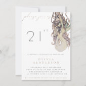 Volwassen Zeemeermin ELKE verjaardagsfeestuitnodig (Voorkant)