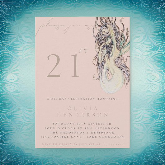 Volwassen Zeemeermin ELKE verjaardagsfeestuitnodig