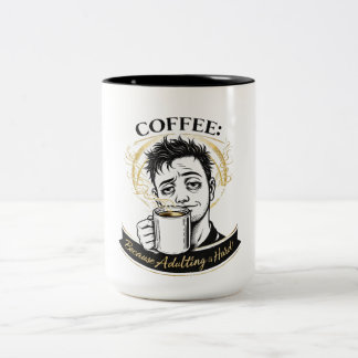 Volwassen zijn is Moeilijk koffiemok | Grappige vo Tweekleurige Koffiemok