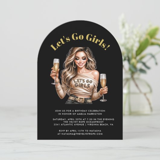 Volwassen zwart en goud glitter verjaardagsfeestje kaart (Staand voorkant)