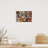 Volwassen zwarte kippen in sneeuw, Grand Poster (Keuken)