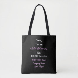 Volwassenballet Dancer Bleek Plum/White Text Tote Bag