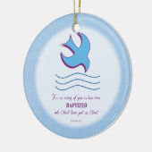 Volwassenbladige doop op blauw keramisch ornament (Links)