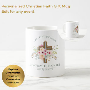 VolwassenCONFIRMATIESCHERft - Floral Cross persona Koffiemok