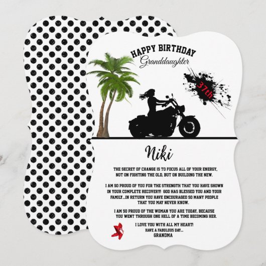 Volwassendochter Birthday Uitnodiging (Voorkant / Achterkant)