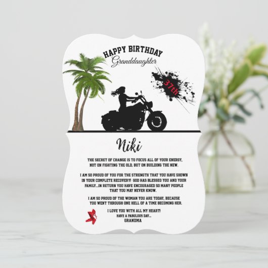 Volwassendochter Birthday Uitnodiging (Staand voorkant)