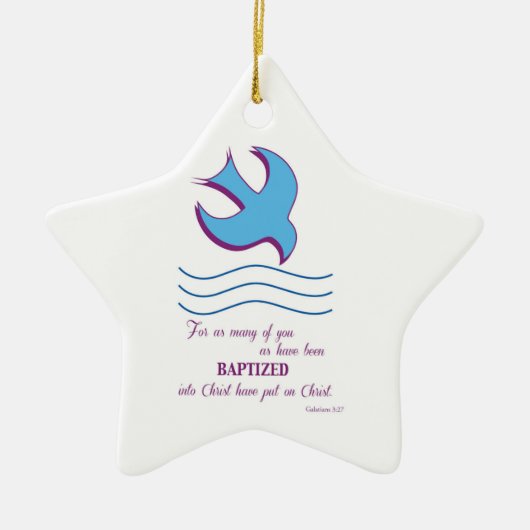 Volwassendoop Duif op Blauwe Keramisch Ornament (Voorkant)