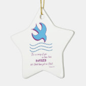 Volwassendoop Duif op Blauwe Keramisch Ornament (Links)