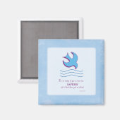Volwassendoop Duif op Blauwe Magneet (Voorkant / Achterkant)