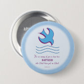 Volwassendoop Duif op Blauwe Ronde Button 7,6 Cm (Voorkant /achterkant)