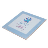 Volwassendoop Duif op Blauwe Tegeltje (Zijkant)
