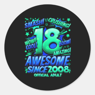 Volwassene 18 jaar voor jongens 18e verjaardag jon ronde sticker