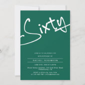 Volwassene 60ste verjaardag feest groen wit kaart (Voorkant)