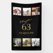 Volwassene 6 foto zwart en goud elke leeftijd verj spandoek (Verticaal)