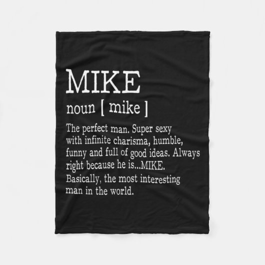 Volwassene Definitie Voornaam Mike Mannen Grappig Fleece Deken (Voorkant)