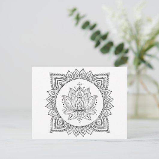 Volwassene die oosters bloemenbriefkaart kleuren feestdagenkaart (Staand voorkant)