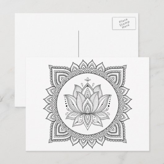 Volwassene die oosters bloemenbriefkaart kleuren feestdagenkaart (Voorkant / Achterkant)