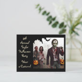 Volwassene en Kinderen Zombies Halloween Party Inv Briefkaart (Staand voorkant)