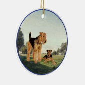 Volwassene en Pup Keramisch Ornament (Rechts)