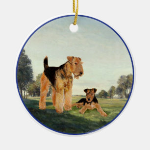 Volwassene en Pup Keramisch Ornament