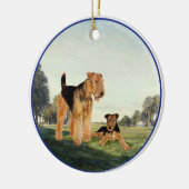 Volwassene en Pup Keramisch Ornament (Links)