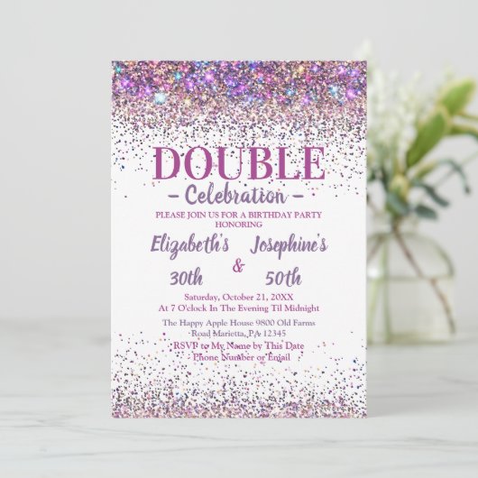 Volwassene gezamenlijke dubbele verjaardag partij  kaart (Staand voorkant)