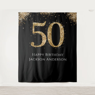 Volwassene Gouden Glitter 50ste Verjaardag Fantasi Wandkleed
