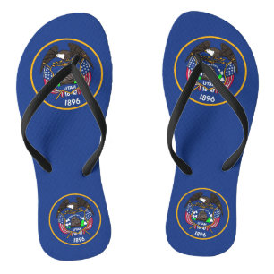 Volwassene slanke riemen met vlag van Utah, VS Teenslippers