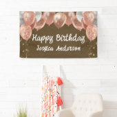 Volwassene Verjaardag Zilver Roze Ballonnen Kraft Spandoek (Insitu)