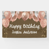 Volwassene Verjaardag Zilver Roze Ballonnen Kraft Spandoek (Horizontaal)