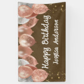 Volwassene Verjaardag Zilver Roze Ballonnen Kraft Spandoek (Verticaal)