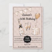 Volwassenen 30e 40e 50e champagne Verjaardagsfeest Kaart (Voorkant)