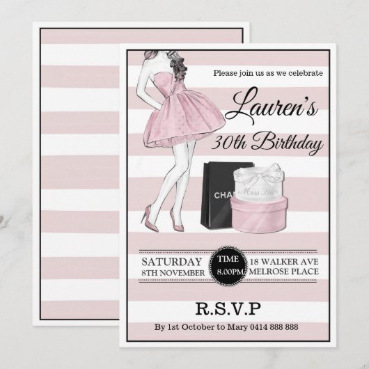 Volwassenen 30th 40th 50th champagne Birthday part Kaart (Voorkant / Achterkant)