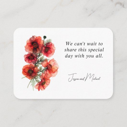 Volwassenen Alleen Bruiloft Scarlet Petal Serenade Informatiekaartje (Achterkant)