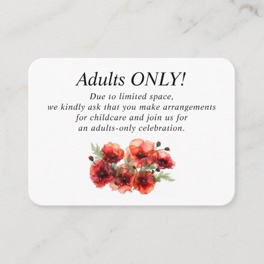 Volwassenen Alleen Bruiloft Scarlet Petal Serenade Informatiekaartje (Voorkant)