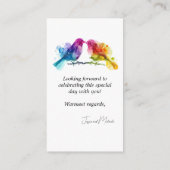 Volwassenen Alleen LGBTQ+ Rainbow Lovebirds Informatiekaartje (Achterkant)