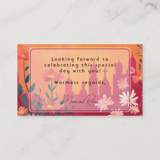 Volwassenen Alleen Zonsondergang Serenade Trouwen Informatiekaartje (Achterkant)