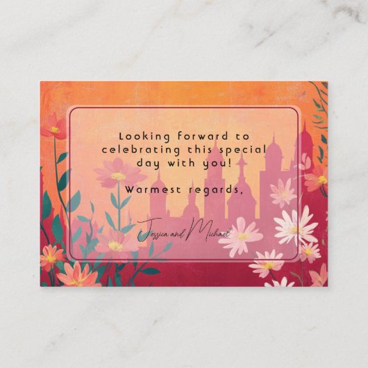 Volwassenen Alleen Zonsondergang Serenade Trouwen Informatiekaartje (Achterkant)